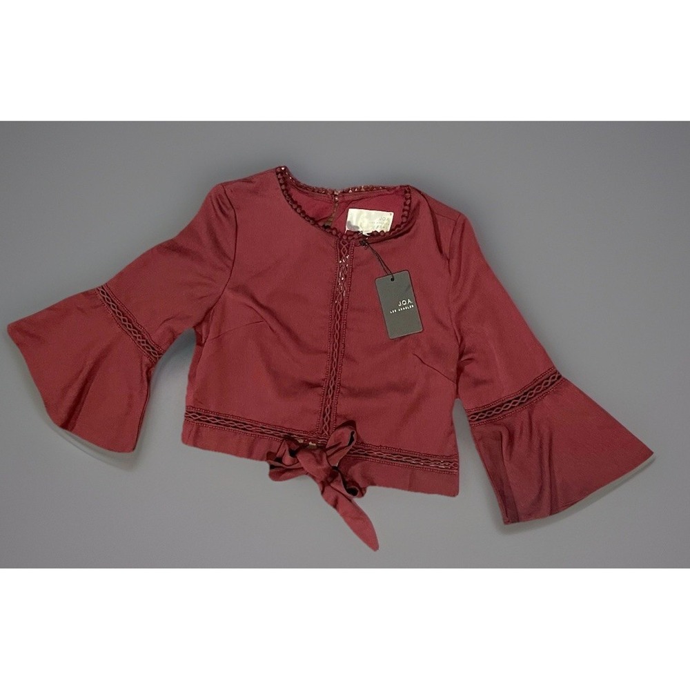 NWT J.O.A. Las Angelas Red Cropped Top Maroon Blouse Small